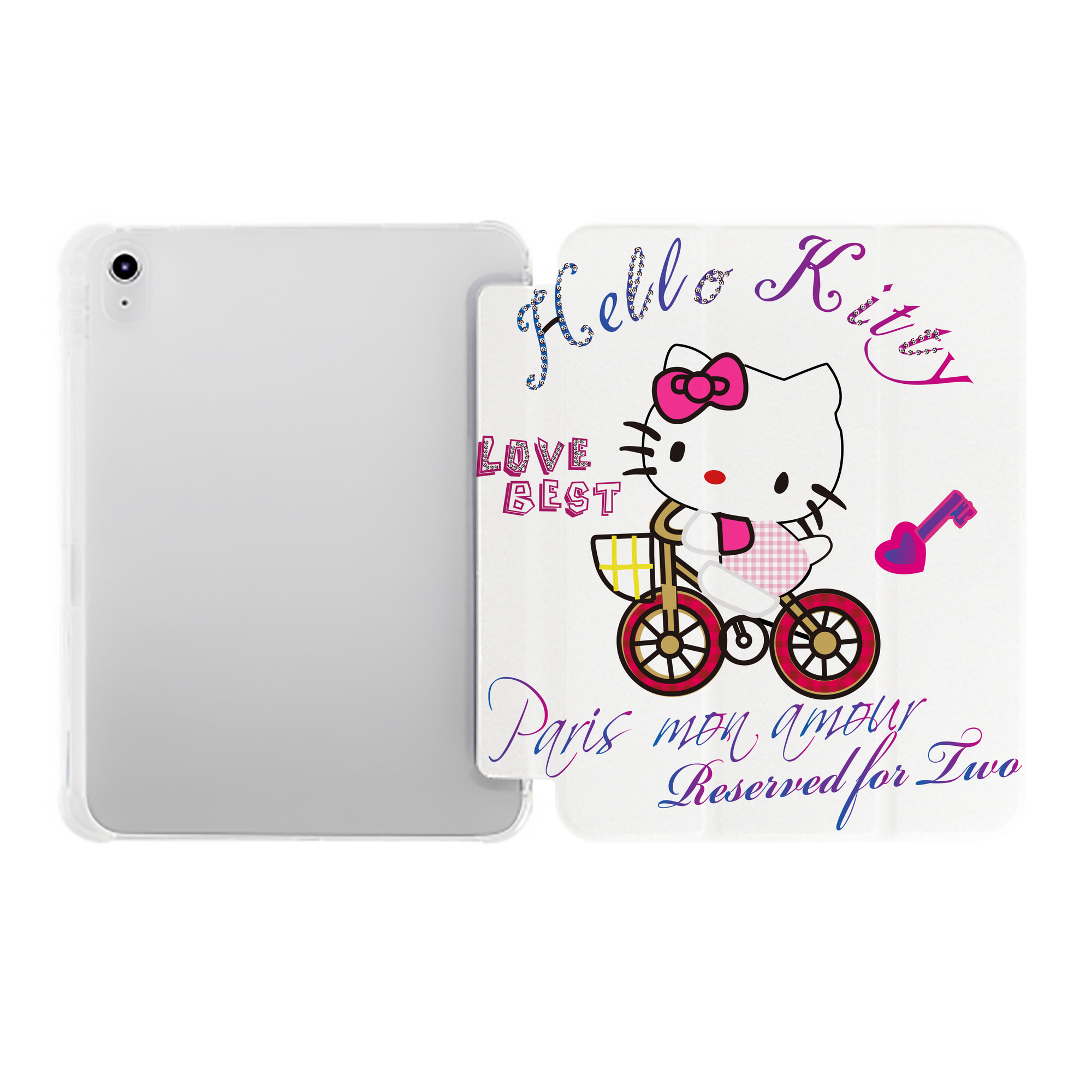 （画像用） Hello Kitty ハローキティ IPad ケース ペン収納付き 三つ折りスタンド PUレザー×シリコン 対応機種9.5/10.5/10.9インチ
